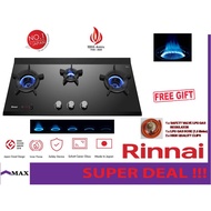 RINNAI RB-3CGT 3 Inner Burner Built-in Gas Hob (Glass) Gas Stove RB3CGT