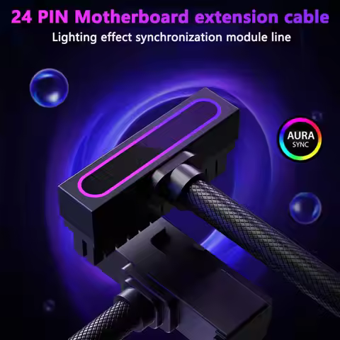 UPSIREN ATX 24PIN Extension Cable, ARGB PC Cable with 5V 3Pin,18AWG 90 Degree Right-Angle Design Mal