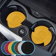 1pair Car Logo Water Cup Mat 7 Colors Suede Car Buffer Soundproof Coaster for VW Volkswagen Jetta MK5 Golf Passat 3B7 601 171