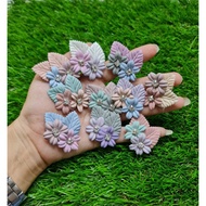 DIAMOND SUEDE FLOWERS 2 leaves.k 2 petals6.k perPI