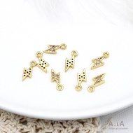 JI8 █A.ιA゜18K gold●18K Real Gold Micro-Inlaid Zircon Small Lightning Pendant Bracelet Necklace