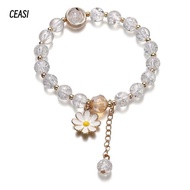 CEASI Bohemian Bracelet, Lucky Multicolor Korean Daisy Bracelet,  Elastic Crystal Beaded Bracelet Bo