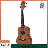 [SuperDeals.sg]Concert Ukulele 23 Inch Oguman Ukelele 23 inch Uke 4 String Hawaii Guitar with Rosewood Fingerboard Classical Guitar Head Elephant Pattern