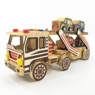 🚓Platform Trolley Double-Deck Transport Vehicle Color Truck Trailer Simulation Model Home Decoration Toy Wooden Crafts