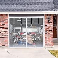 Garage Door Screen with 4 Strapping Tapes for 1 Car Garage 9x7ft, Fiberglass Mesh Door Screen with C