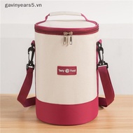 # gavin # Large Capacity Portable Lunch Bag Fresh-Keeping Cylindrical Insulated Lunch Box Tote Round