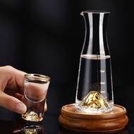 Jinshan White Wine Glass Liquor Divider Wine Set Golden Edge Household Gold Foil Spirits Cup Small Size Crystal Wine Dispenser Liquor Divider