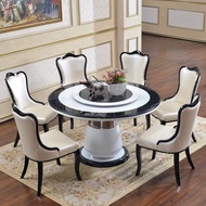 S-T💛Simple Modern Marble Dining Tables and Chairs Set a Table with Six Chairs Double-Layer round Dining Table Dining Cha