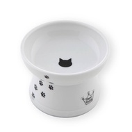NECOICHI HAPPY DINING CAT FOOD BOWL (RAISED) 11 x 7.5 cm. / ชามเซรามิกสำหรับใส่อาหารแมว ลวดลายน่ารัก