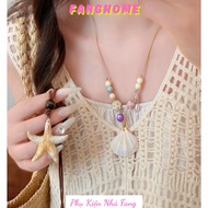 Beach seashell necklace - starfish necklace - summer beach travel seashell necklace - Summer travel 