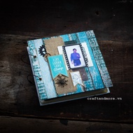 [Special] Scrapbook Vintage Album Handmade gift for birthday, love, farewell boss, colleague Blue Pa