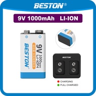 Beston 9V Li-ion Rechargeable Battery 1000mAh High Quality Power Smart Tag with 2 Slot Charger