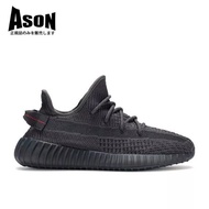 Yeezy Boost 350V 2 Black Black Angel All Black Reflective shoelaces Kasut uniseks Kasut lari, kasut 