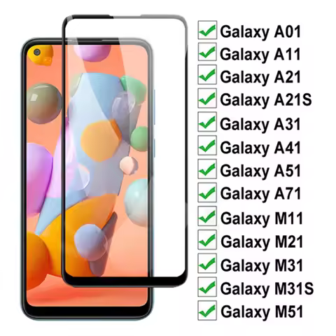 2Pcs Full Cover Tempered Glass For Samsung Galaxy A01 A11 A21 A31 A41 A51 A71 Protective Glass For S