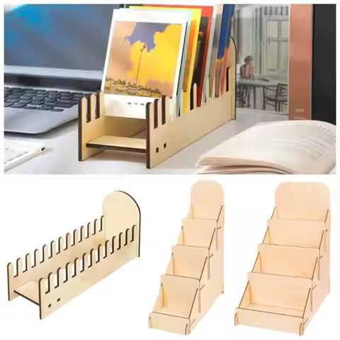 4 Tier Wooden Greeting Card Display Stand Detachable DIY Brochure Photo Display Rack Modern Design S