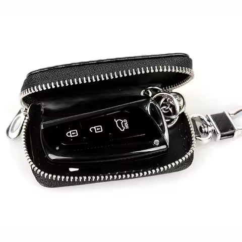 Carbon Fiber Pattern Key Bag Men's Poly Urethane Multifunctional Zipper Car Key Chain Unisex Key Car
