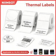 เทปฉลากความร้อน Niimbot สีขาว โปร่งใส กระดาษสติกเกอร์แบบมีกาวในตัว ม้วนกระดาษฉลากสำหรับเครื่องพิมพ์ค