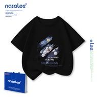 NASA Lee เสื้อยืดเด็กผู้ชายคอกลม แขนสั้น ลายหุ่นยนต์แมวน่ารัก ผ้าคอตตอนแท้ ใส่สบาย