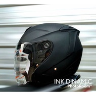 Helm Half Face INK Dinamic #4 Aqua Blue Black Orange Solid Dan Motif Original SNI-DOT