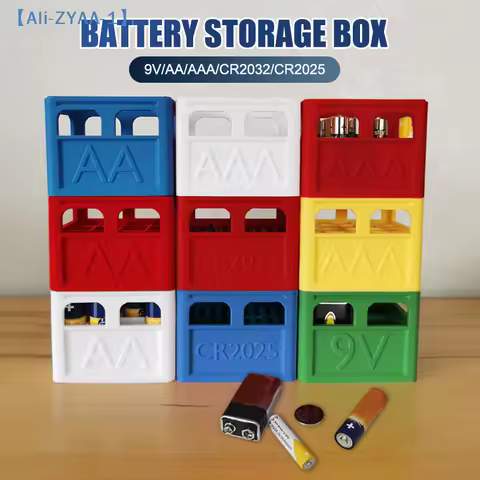 【ZYAA-1】AAA/AA/9V/CR2032/CR2025 Battery Storage Box Stackable Battery Organizer Decorative Battery H