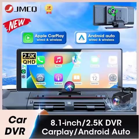 8.1" Dash Cam 2.5K Car DVR Car Mirror Video Player Wireless Carplay Android Auto Dual Len Car Radio 