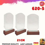 Elegant Glass Plaque Award - Blank Crystal Trophy with Wood Stand