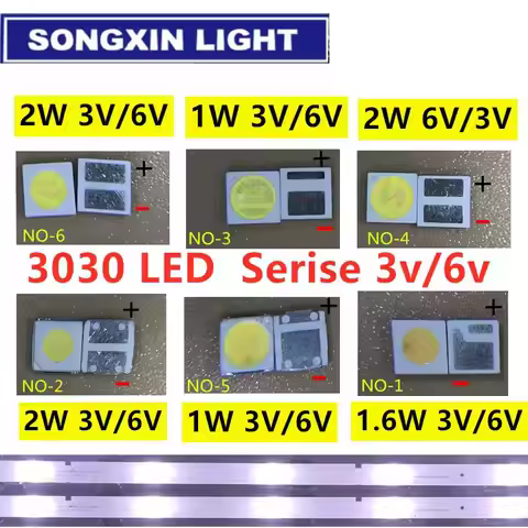 100pcs 3030 Backlight High Power LED DOUBLE CHIPS 1w 1.5W 2w 3V-3.6V 6v 9V lextar JUFEI AOT Cool whi