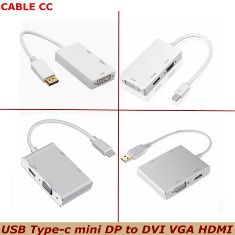 For PC Projector Laptop HDTV HD 1080P USB 3.0 Type-C Mini DP / DP To DVI 24+5 HDMI compatible VGA RJ
