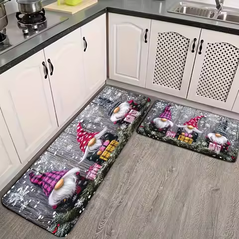 VIKAMA Christmas Carpet Kitchen Rug 3pc Carpet Soft Winter Carpet Doormat Welcome Mat Living Room Ca