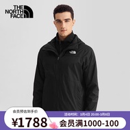 北面（The North Face）三合一冲锋衣男款抓绒内胆防水防风户外保暖外套24春夏上新|8AV7 JK3/黑色 L/175