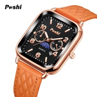 POSHI Waterproof Women's Watch Fashion Korean Elegant Leather Strap Ladies Watches Luminous Quartz Wristwatches on Sale Original relos for Womens