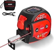 HAUTMEC 2 in 1 Laser Measuring Tool, 197ft/60m Digital Tape Measure & 16ft/5m Auto Lock Tape Measure