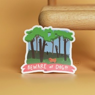 Beware of Dog Laptop Sticker Matte Vinyl Sticker Waterproof by HTV Merch Cute