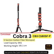 iFootage Cobra 3 Carbon Fiber Monopod with Pedal-Release Mini Tripod Base (CB3 C180F-P )