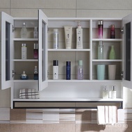 Solid Wood Bathroom Mirror Cabinet Bathroom Wall-Mounted Simple Modern with Shelf Bathroom Dressing Mirror Box Locker