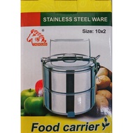 2 Layer 10CM Food Carrier Stainless Steel Ware Tiffin Carrier Lunch Box Angkut Tingkat