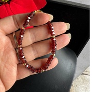 Natural wheel crystal jade, pink, pomegranate bracelet with 5.2 to 5.5 mm beads, 17 cm long, mixed w