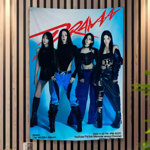 Kpop A-Aespa Movie Creative Pattern Hanging Flag Polyester Printed Banner Hand Pulled Flag