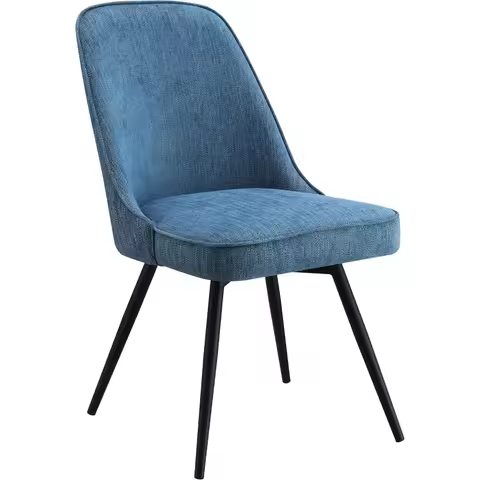 OSP Home Furnishings Martel Swivel Chair with Padded Seat and Black Legs for Dining or Home Office U
