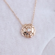CHANEL 香奈兒 玫瑰金單鑽山茶花項鍊