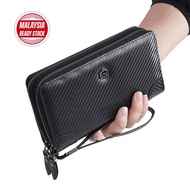 Double Zip Men's Leather Clutch Bag Handcarry Long Wallet Dompet Panjang Lelaki Kulit Beg Duit Lelak
