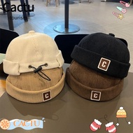 CACTUS Brimless Hat, Corduroy Solid Color Kids Docker Cap, Vintage C Letter Adjustable Design Warm F