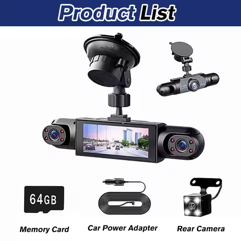 4 Channel Dash Cam Front Left Right Rear 360 Degree Full View Car DVR, HDR Night Vision Parking Moni