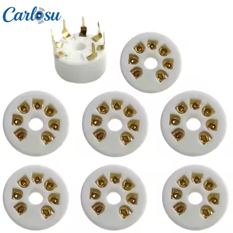 Ceramic Small 7‑Pin PCB Mount Tube Socket GZC7‑Y‑B, Compatible with 6J1 6J2 6Z4 6K4 2P2, Hi‑Fi Audio