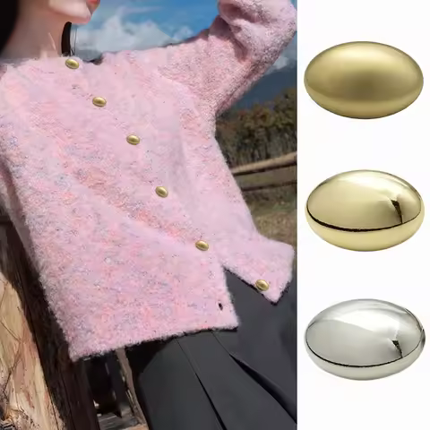 10pcs Matte & Glossy Oval Metal Buttons for Clothing (17.5/22.5mm) Gold, Silver, Mist Gold Minimalis