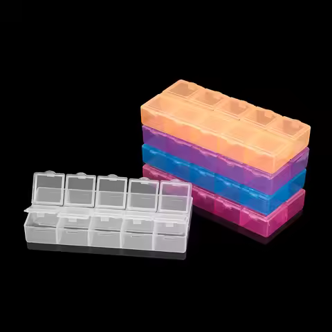 Plastic Double Row Jewelry Accessories Storage Box Case Holder Craft Organizer Beads Jewelry Display