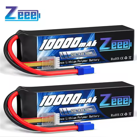 2pcs Zeee 3/4S Lipo Battery 14.8V 120C 10000mAh Softcase with EC5 Plug for RC Car Tank Truck Train F
