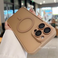 Desert Titanium Magnetic Frosted Acrylic Desert Gold Matte Casing for IPhone 16 15 14 Plus 13 12 11 