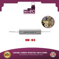 CERAMIC CEMENT RESISTOR, 10W 10 OHMS, 5% TOLERANCE POWER RESISTOR, WHITE