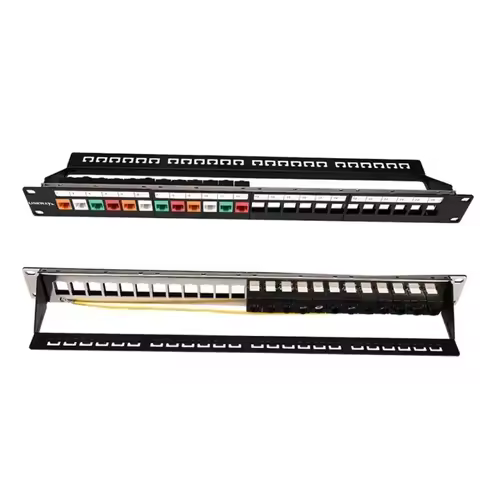 19 inch RJ45 24 Port Patch Panel Frame Ethernet Rack Keystone Jack Coupler Cat5e Cat6 Cat6A Cat7 Net